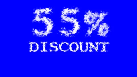 55% discount cloud text effect blue isolated background Stock Footage 139640340