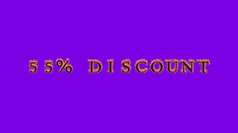 55% discount fire text effect violet background Stock Footage 136314520
