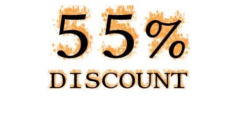 55% discount fire text effect white isolated background Stock Footage 137993083