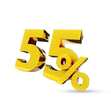 55% Golden symbol , 3D render Stock Illustration
