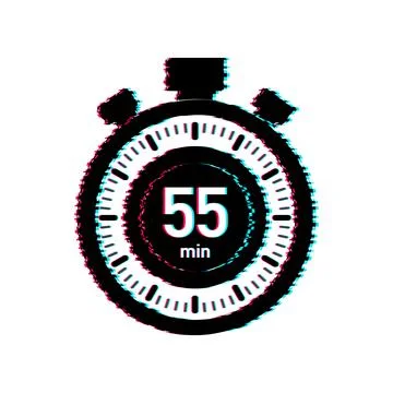 The 55 minutes, stopwatch vector glitch icon. Stopwatch icon in flat style イラスト素材