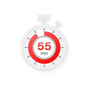 The 55 minutes timer. Stopwatch icon in flat style. 스톡 일러스트