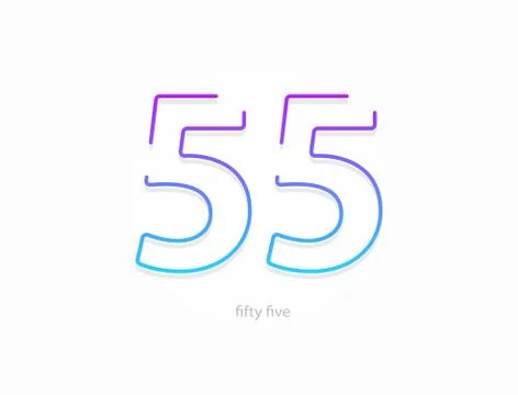 55 number, outline stroke gradient font. Trendy, dynamic creative style desig Stock Illustration