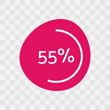 55 percent chart. Vector percentage infographics. Magenta isolated icon Stock Illustration