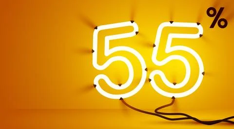 55 percent Off. Discount creative composition. Mega Sale or bonus. Illustrazione stock