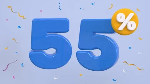 55 percent Off. Discount creative composition. 55% symbol with decorative o.. Stock Illustration