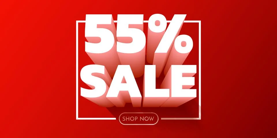 55 percent Off. Discount creative composition. Mega Sale. Stock Illustration