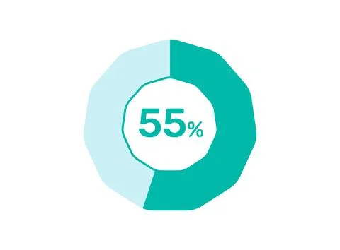 55% Percentage, Circle Pie Chart showing 55% Percentage diagram infographic.. Ilustración de archivo