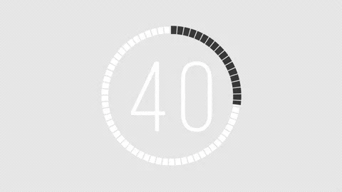 55 second alpha black &amp; white Countdown timer with transparent background Stock Footage 138121723