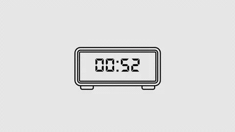 55 Second Digital Countdown Timer Animation 4K with Transparent Background Stock Footage 337003767
