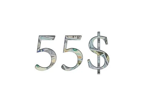 $ 55. Us dollar banknotes. The texture of the money. Isolated on white backgr Stock Photos