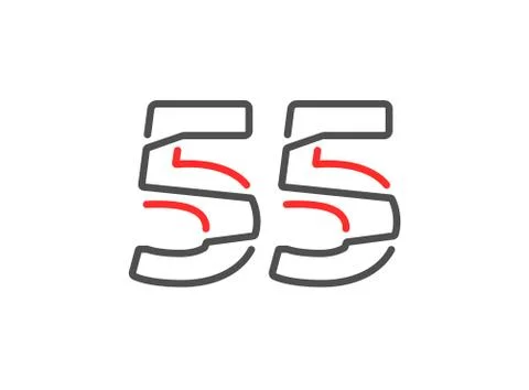 55 vector number. Modern trendy, creative style line design. For logo, brand  Stock Illustration