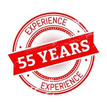 55 years experience round stamp 스톡 일러스트