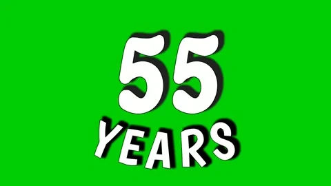 55 years text animation motion graphics on green screen.Fifty five Stock Footage 287585885