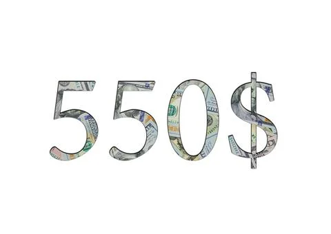 $ 550. Us dollar banknotes. The texture of the money. Isolated on white backg Stock Photos