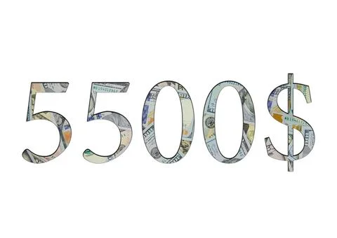 $ 5500. Us dollar banknotes. The texture of the money. Isolated on white back Stock Photos