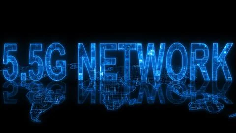 5.5G network text technology earth map Stock Illustration