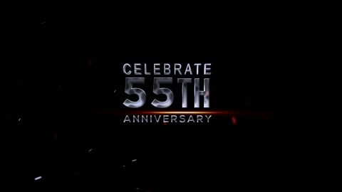 55th Anniversary celebration with silver text on dark background Video stock 343668995