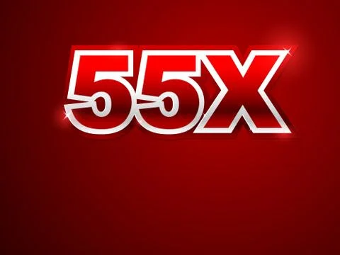 55x sign in red background Stock Illustration
