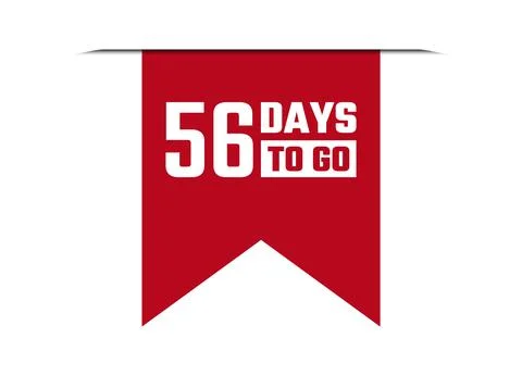 56 days to go red vector banner illustration isolated on white background Stock Illustration