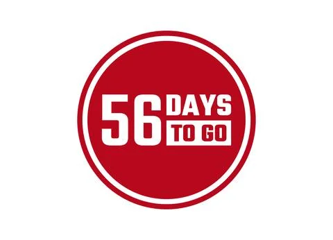 56 days to go red vector banner illustration isolated on white background Stock Illustration