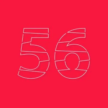 56 number, linear stroke font. Modern trendy, creative style design. For logo Stock Illustration