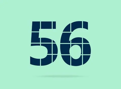 56 number, vector desing font.  Made of knife cut. For logo, brand label, des Stock Illustration