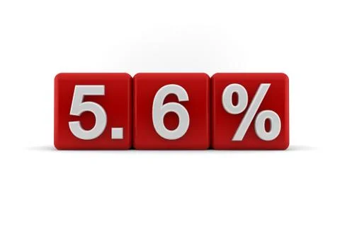 5.6 percent in white numbers on red cubes Stock Illustration