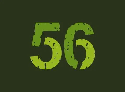 56 vector number made of grungy, grunge texture. Rubber stamp imprint style.  스톡 일러스트