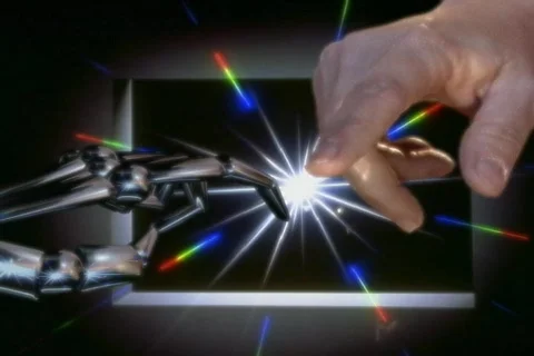 5606 Alien human touch spark electricity  Stock Footage 707758