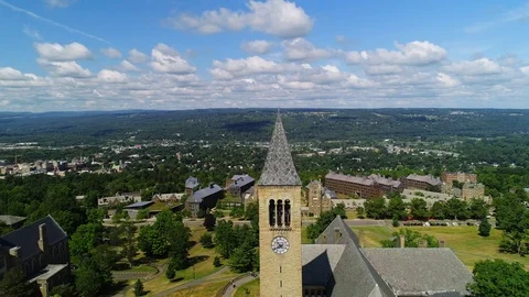 5610 - Aerial Pullback of Cornell University Campus Stock Footage 93338325