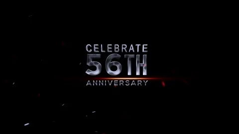 56th Anniversary celebration with silver text on dark background Vídeos de archivo 343669020