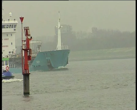 57 boat passing by Stock Footage 371277