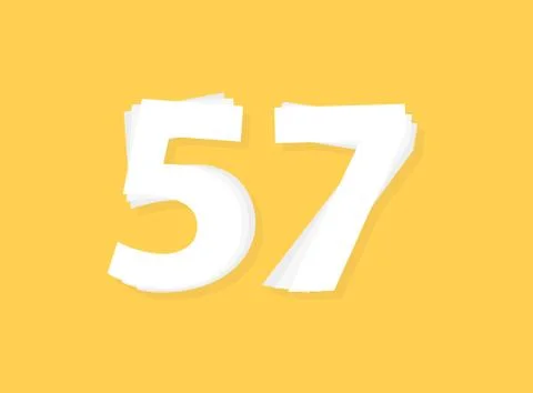 57 Number vector, modern layers design font. Eps10 illustration 스톡 일러스트