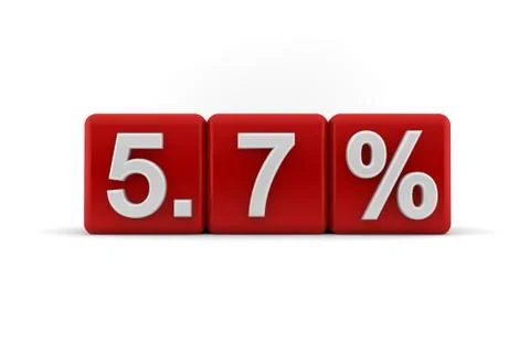 5.7 percent in white numbers on red cubes Stock Illustration