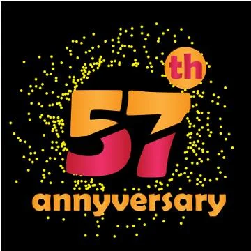 57 Year Anniversary Vector Template Design Illustration - Vector Stock Illustration