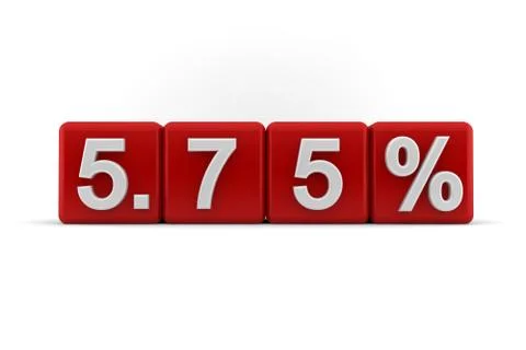 5.75 percent in white numbers on red cubes Stock Illustration
