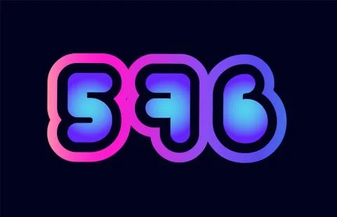 576 pink blue gradient number logo icon design Stock Illustration