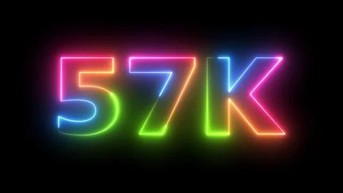 57K Neon Light Display Bright Colorful Text on Black Background Follower In.. Stock Illustration