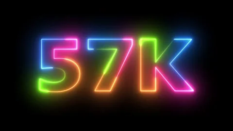 57K Neon Light Text Animation Dynamic Rainbow Glow Digital Counter Celebratio Stockbeeldmateriaal 330419390