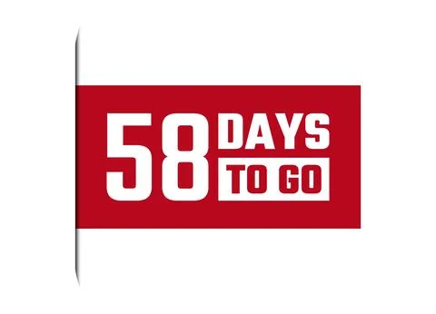 58 days to go red vector banner illustration isolated on white background Stock Illustration