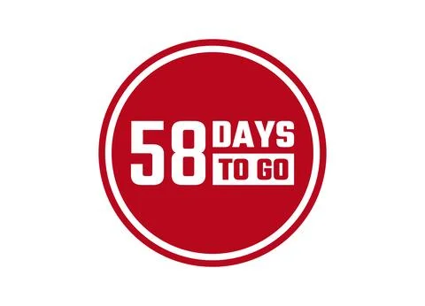 58 days to go red vector banner illustration isolated on white background Stock Illustration