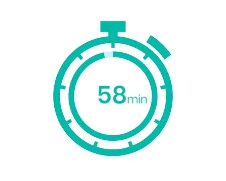 58 minutes timer icon, 58 min digital timer. Clock and watch, timer, countdow Stock Illustration