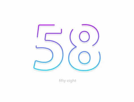 58 number, outline stroke gradient font. Trendy, dynamic creative style desig Stock Illustration