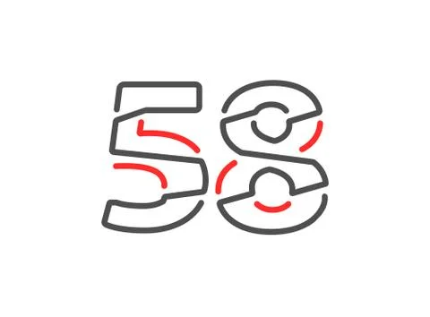 58 vector number. Modern trendy, creative style line design. For logo, brand  Illustrazione stock
