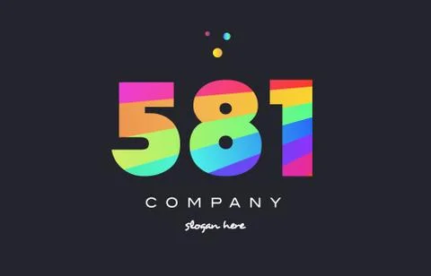581 colored rainbow creative number digit numeral logo icon Stock Illustration