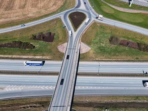 5.8.2026. Kurna. Drone View of Modern Highway Interchange and Bridge Stock-Fotos