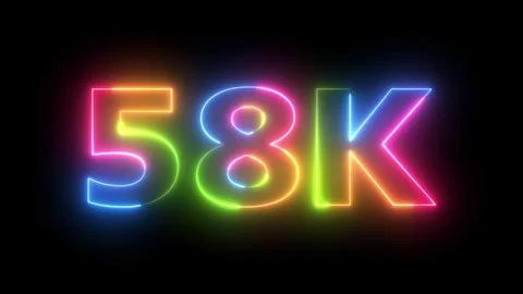 58K Neon Light Display Multicolored Glowing Text on Dark Background Audienc.. Stock Illustration
