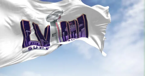58th Super Bowl flag waving on a clear day Stock Footage 246746259