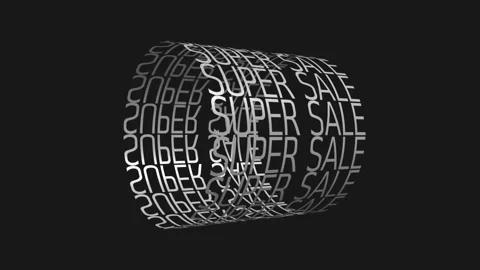 59 Animation Text Black and White Super Sale v9 스톡 동영상 136315401